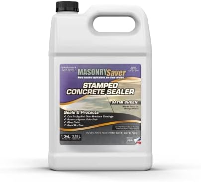 Stamped Concrete Sealer, 1 Gallon - Clear, Water-Based Satin Sealer for Stamped Concrete, Masonry & Natural Stone Surfaces