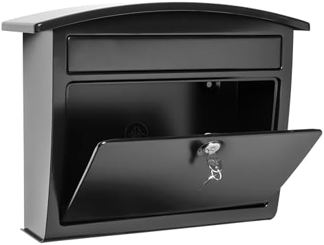 Architectural Mailboxes Dal Rae Galvanized Steel, Locking, Wall Mount Mailbox, 2562B-10, Black, Medium Capacity