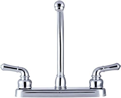 Dura Faucet DF-PK210C-SN RV Hi-Rise Kitchen Sink Faucet (Satin Nickel) | Tall spout and classical levers make washing big pots easy. Brushed Satin Nickel.
