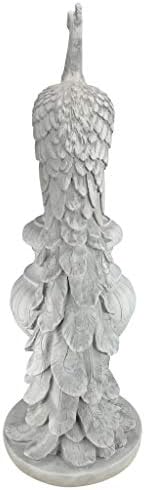 Design Toscano Staverden Castle Peacock on an Urn Garden Statue, 34 Inch Tall, Cast Stone Resin, Antique Stone Finish