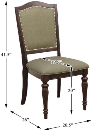 Homelegance Marston Sophisticated Dining Chairs with Serpentine Back with Nail Head Accent (Set of 2), Cherry