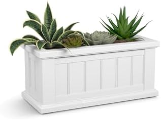 Mayne Cape Cod 24in Self-Watering Rectangular Planter, White | Self-watering, All season, Fade resistant, Double-wall design, 15-year warranty