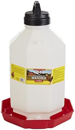 Little Giant® Plastic Poultry Waterer | Heavy Duty Plastic Gravity Fed Water Container | Easy to Fill | Snap on Jar | 7 Gallons