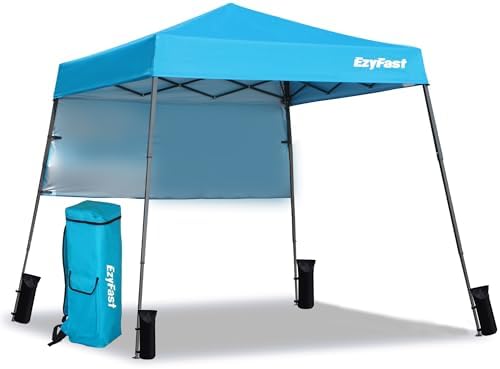 EzyFast Ultra Compact Backpack Canopy, Pop Up Shelter, Portable Sports Cabana, 7.5 x 7.5 ft Base / 6 x 6 ft top for Hiking, Camping, Fishing, Picnic