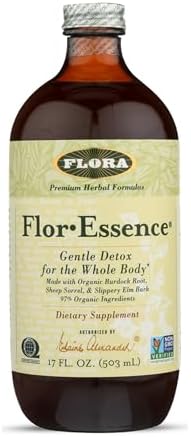 Flora - Flor-Essence - Gentle Detox Tea for a Full-Body Cleanse - Contains Organic Slippery Elm Bark, Rhubarb, Burdock Root & More - Vegan, Non-GMO & Gluten-Free - 17 fl. oz.