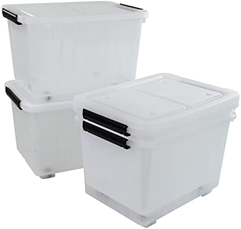 30L Plastic Storage Bin with Lid, Stackable Clear Container