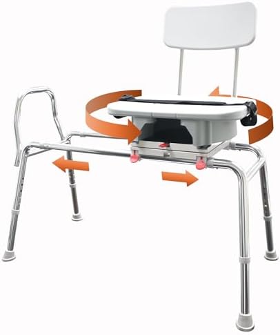 Tub Transfer Bench with Swivel Seat, for Elderly & Disabled, Standard | Eagle Health Supplies Sliding Shower Chair for Inside Shower, FSA/HSA eligible, Height Adjustable, 77662