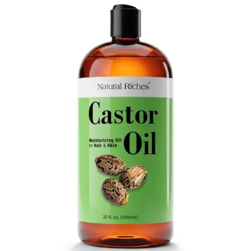 Natural Riches Castor Oil Cold pressed for Dry Skin Hair Loss Dandruff Thicker Hair - Moisturizes heals Scalp Skin Hair growth Thicker Eyelashes & Eyebrows