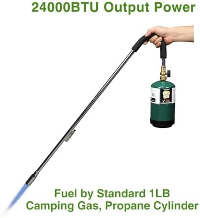 KOMAN Weed Torch Propane Burner, 35" Long Arm, Self-Ignition, Fuel by 1LB /5-40LB Propane Tank, for Roofing, Weeding