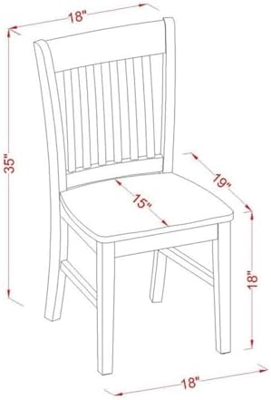 East West Furniture NFC-MAH-W Norfolk Dining Room Chairs - Slat Back Solid Wood Seat Chairs, Set of 2, Mahogany