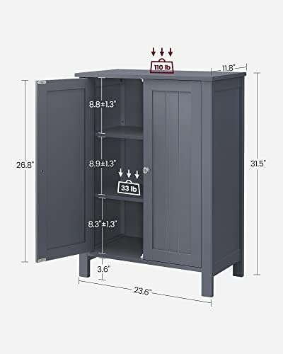 VASAGLE Floor Storage Cabinet, Freestanding Storage Unit with 3 Drawers, 1 Adjustable Shelf, for Bathroom Living Room Dining Kitchen, 11.8 x 23.6 x 31.5 Inches, Cloud White UBBC049WH01S