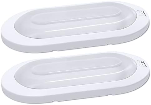 Facon 12V LED Bright RV Pancake Light Surface Mount - 2 Pack, DDS01-008, 12Volt Interior Light with Switch, for RV Motorhomes Camper Caravan Trailer Boat, 3400K