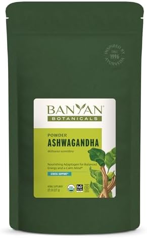 Banyan Botanicals Ashwagandha Powder – Organic Ashwagandha Root – Renowned Herbal Adaptogen for Natural Energy Support and Stress Support* – 1/2lb – Non-GMO Sustainably Sourced Vegan