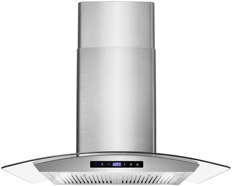 30 in. Vista Coll 380 CFM Ducted Wall Mount Range Hood LED, Stainless Steel | Cosmo COS-668WRCS75 Soft Touch Controls, 3 Fan Speeds, Glass Visor