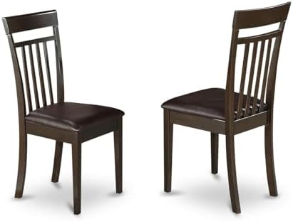 East West Furniture CAC-MAH-LC Capri Kitchen Dining Chairs - Faux Leather Upholstered Solid Wood Chairs, Set of 2, Mahogany