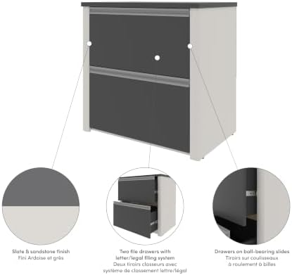 BESTAR Connexion Lateral File Drawer (Ready-to-Assemble), 30", Slate/Sandstone | Ready-to-Assemble; Adjustable leg levelers; ball-bearing drawer slides; Particle board construction