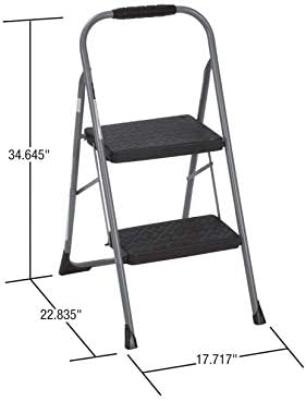 Cosco 11408PBL1E Three Step Big Step Folding Step Stool with Rubber Hand Grip, Grey