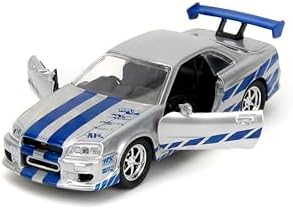 Jada Toys Fast & Furious 1:32 Brian's Nissan Skyline GT-R R34 Die-cast Car Silver/Blue, Toys for Kids and Adults