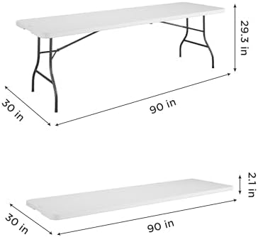 Cosco 6ft Fold-in-Half Blow Molded Folding Table, Indoor/Outdoor, Comfort Handle, Lightweight Plastic Construction - White