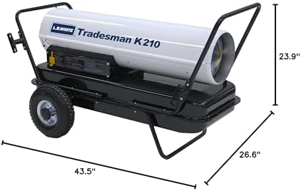 L.B. White CP210CK Tradesman K210 Portable Forced Air Kerosene Heater w/ Thermostat — Torpedo Salamander Heater for Garage & Workshop — 210