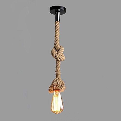 2 Heads Vintage(1.5+1.5 Meter) Hemp Rope Pendant Light Fixture E26/E27 Base,Retro Hemp Rope Hanging Light Vintage Ceiling Light Lamp Retro Style for Dining Hall Restaurant Bar Lighting,110V …