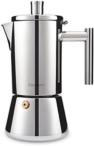 Easyworkz Diego Stovetop Espresso Maker Stainless Steel Italian Coffee Machine Maker 6Cup 10 oz Moka Pot Induction Espresso Pot