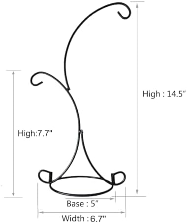 Ornament Display Stand Iron Pothook Stand for Hanging Glass Terrarium/Picture (Double-Hook, Black)