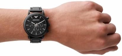 Emporio Armani Watch for Men, Chronograph Movement and 46 mm Case Size with Stainless Steel, Leather or Silicone Strap