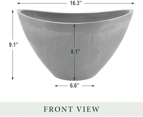 Arcadia Garden Products PSW Pot Collection YB41C Plastic/Stone/Wood Composite Curved Planter Pot – No Drainage Hole (Drillable), for Indoor and Outdoor Plants and Gardens, 16-inch, Chocolate