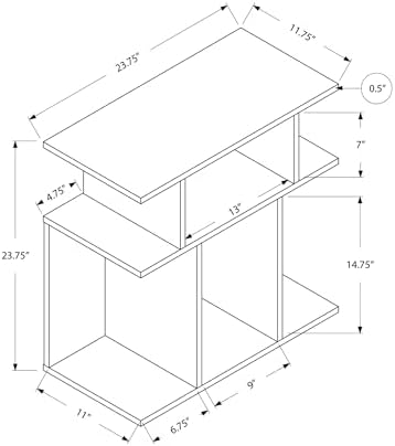 Monarch Specialties , Accent Side Table, Cappuccino, 24H"