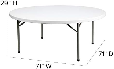 Flash Furniture 5' Round All-Occasion Plastic Folding Event Table for Parties and Trade Shows, Folding Banquet Table for Indoor/Outdoor Events, White