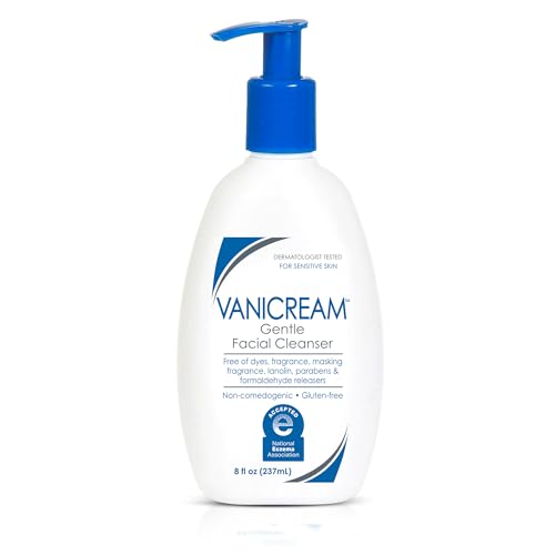 Vanicream Gentle Facial Cleaner with Pump Dispenser, 8 Fl Oz, Formulated without Common Irritants for Sensitive Skin, Removes Makeup, Dirt & Excess Oils, Non-Comedogenic, pH-Balanced Face Wash