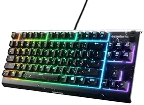 SteelSeries Apex 3 TKL RGB Gaming Keyboard – Tenkeyless Compact Form Factor - 8-Zone RGB Illumination – IP32 Water & Dust Resistant – Whisper