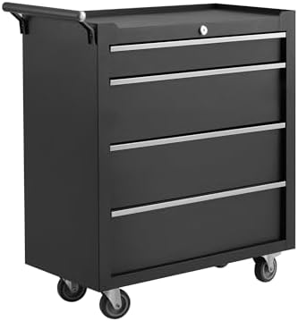 Rolling Tool Chest with Wheels, 5 Drawer Tool Storage Cabinet, Portable Toolbox Organizer with Lock, Heavy Duty Tool Chest Cart for Garage, Mechanic, Workshop, Shop, Mobile Tool Organizer, Black
