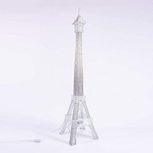 39-Inch Silver Metal Color Changing Eiffel Tower with 80 LED Lights - Wedding Party Home Decorations Supplies