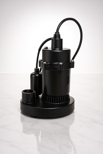 1/4 HP Submersible Sump Pump with 3000 GPH Flow Rate, 22 Ft. Head Lift, 1-1/2 in. NPT Discharge, Cast Metal Housing, Tether Float Switch
