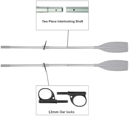 Oceansouth Aluminum Boat Oars with Oar Stops – 2-Piece Split Shaft Rowing Oars for Dinghies