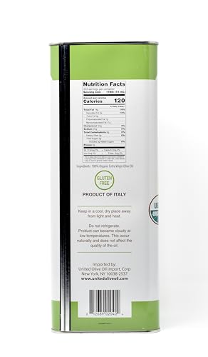 Asaro Organic Extra Virgin Olive Oil 5L Tin - Perfect for Cooking - Cold Pressed from Sicily - Vegan - Rich Fruity Flavor - 169.07 Fl Oz