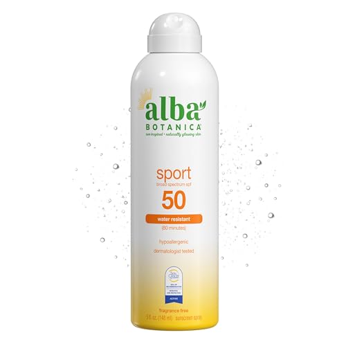Alba Botanica Sport Sunscreen Spray for Face and Body, SPF 50, 5 fl oz Bottle