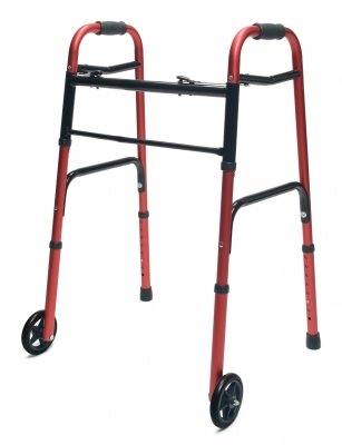 Lumex ColorSelect Adult Walker with Wheels, Red, Medical Supplies and Equipment for Adult Patients and Seniors, Pack of 2, 716270R-2