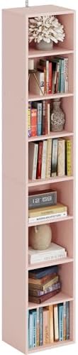 IRONCK Tall Narrow Bookshelf 8 Tiers, Compact Corner Bookcase, Floor Standing Display Storage Shelves 71 in Tall, Easy to Match for Living Room, Office, Study, Bedroom