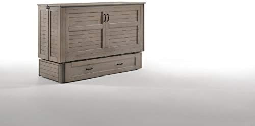 Night & Day Furniture Poppy Brushed Driftwood with Mattress Murphy Cabinet Bed, Queen,