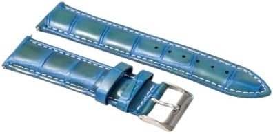 Ewatchparts 22mm Leather Watch Band Strap Compatible With Invicta Signature II 7282, 7345 Light Blue With White Stitching