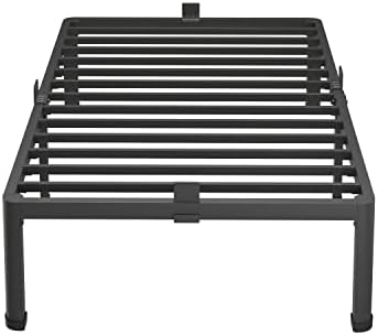 MAF 18 Inch Twin Bed Frames with Round Corner Legs Mattress Slide Stopper | No Box Spring Needed, Heavy Duty Metal Platform Bed Frame