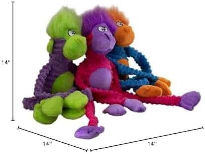 PetSport 2 Pack of Jungle Monkey Plush Dog Toys with Squeakers and Floppy Limbs, 14 Inch, Assorted Designs