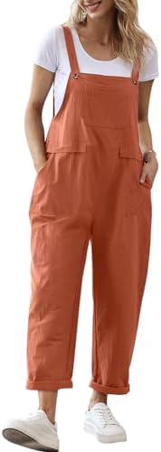 YESNO Women Long Casual Loose Bib Pants Overalls Baggy Rompers Jumpsuits with Pockets PV9