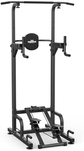 RELIFE REBUILD YOUR LIFE Pull Up Bar Free Standing Power Tower for Home Gym | Dip Station Pull Up Station, Multi-Function Home Fitness Equipment for Pull-Ups, Dips, Push-Ups, Full Body Strength Training