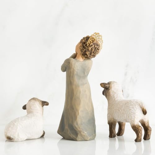 Willow Tree Shepherd and Stable Animals, Sculpted Hand-Painted Nativity Figures, 4-Piece Set | Designed by Artist Susan Lordi, Build the Nativity Scene, a Timeless Holiday Tradition to Display on Mantel or Tabletop