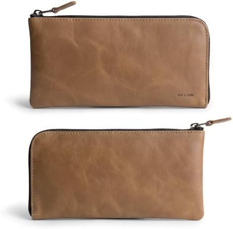 Hide & Drink, Leather Long Zippered Wallet, Holds Up to 8 Cards Plus Coins And Flat Bills, Phone Holder, Travel Essentials, Handmade (Bourbon Brown)
