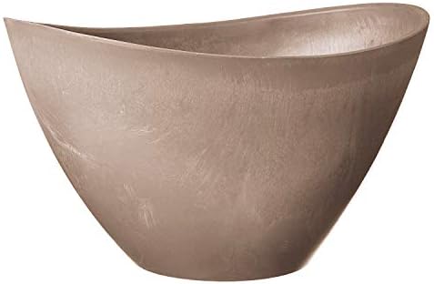 Arcadia Garden Products PSW Pot Collection YB41C Plastic/Stone/Wood Composite Curved Planter Pot – No Drainage Hole (Drillable), for Indoor and Outdoor Plants and Gardens, 16-inch, Chocolate